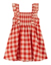 Emile & Ida - Robe brodee carreau - Vichy rouge (ad189)