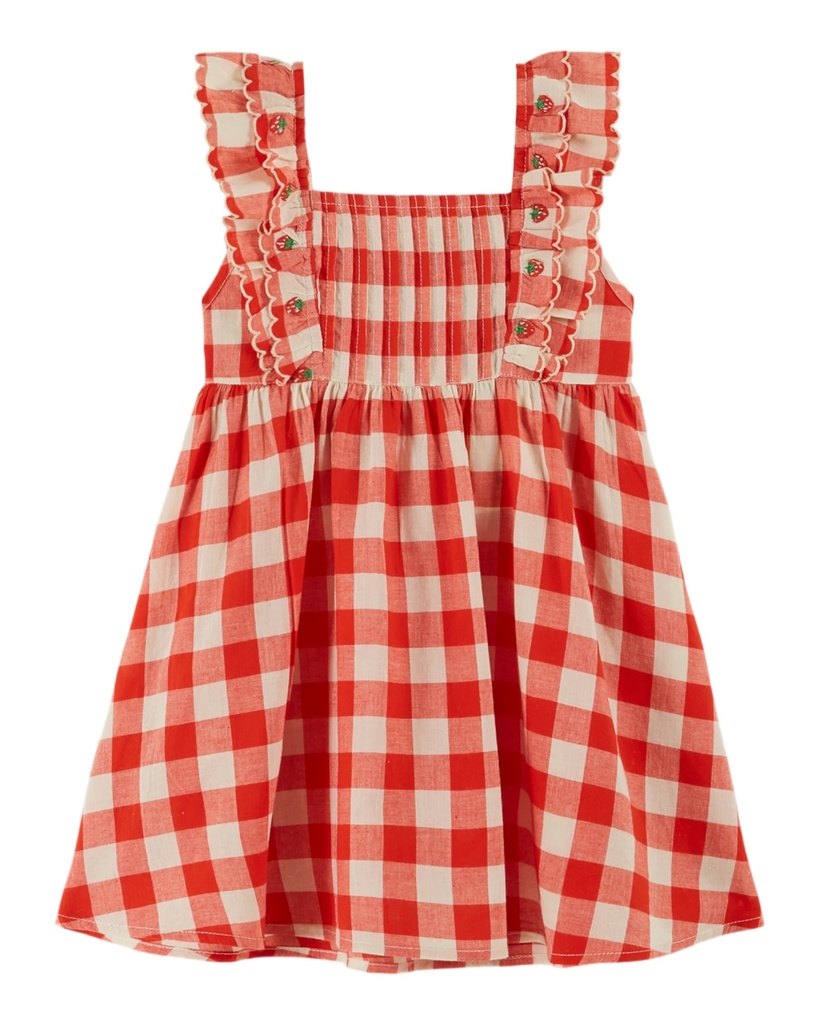 Emile & Ida - Robe brodee carreau - Vichy rouge (ad189) (3 jaar)