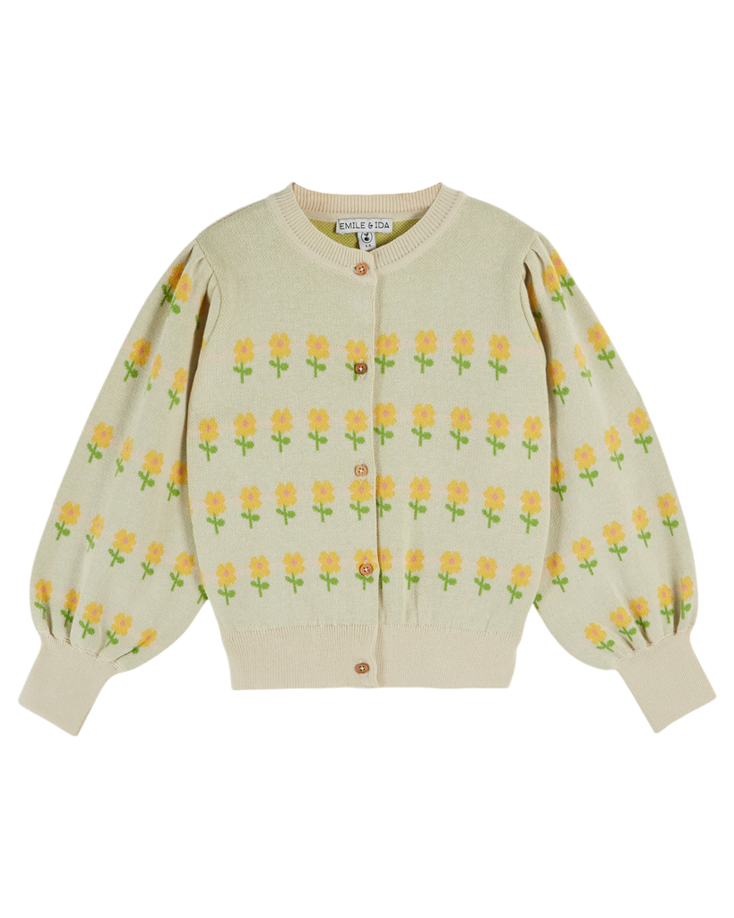 Emile & Ida - Cardigan fleurs - Beige clair (ad183) (3 jaar)