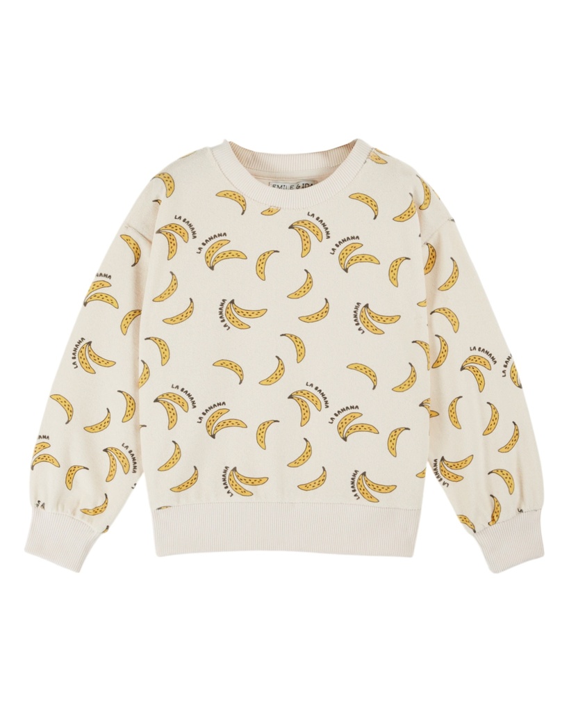 Emile & Ida - Sweat eponge imprime - Banane creme (ad101a)