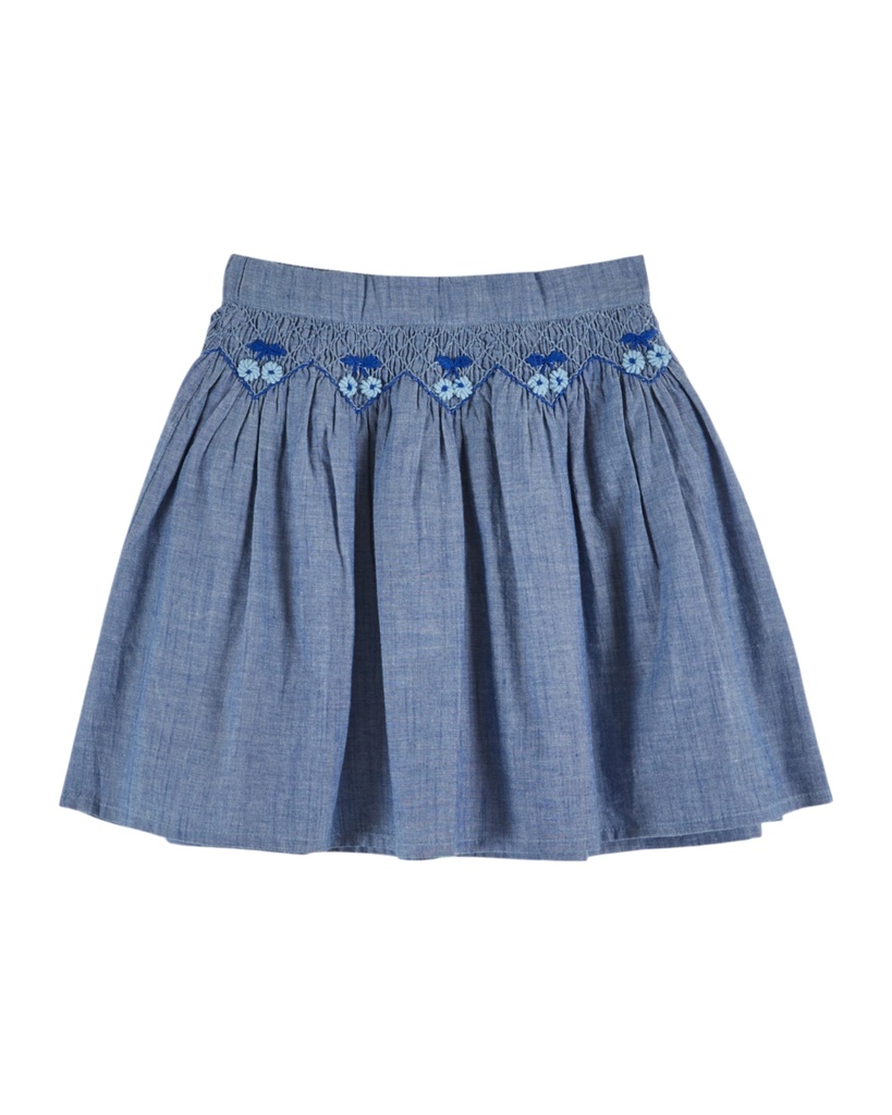 Emile & Ida - Jupe brodee chambray - Chambray (ad058) (2 jaar)