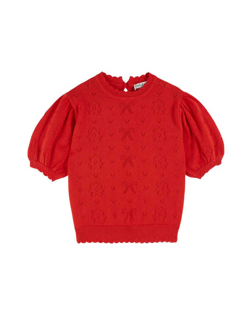 Emile & Ida - Pullover ajoure - Coquelicot (ad185)