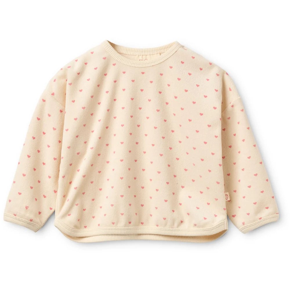 Flöss - Nohr sweatshirt - Cream-pink heart (3 jaar)