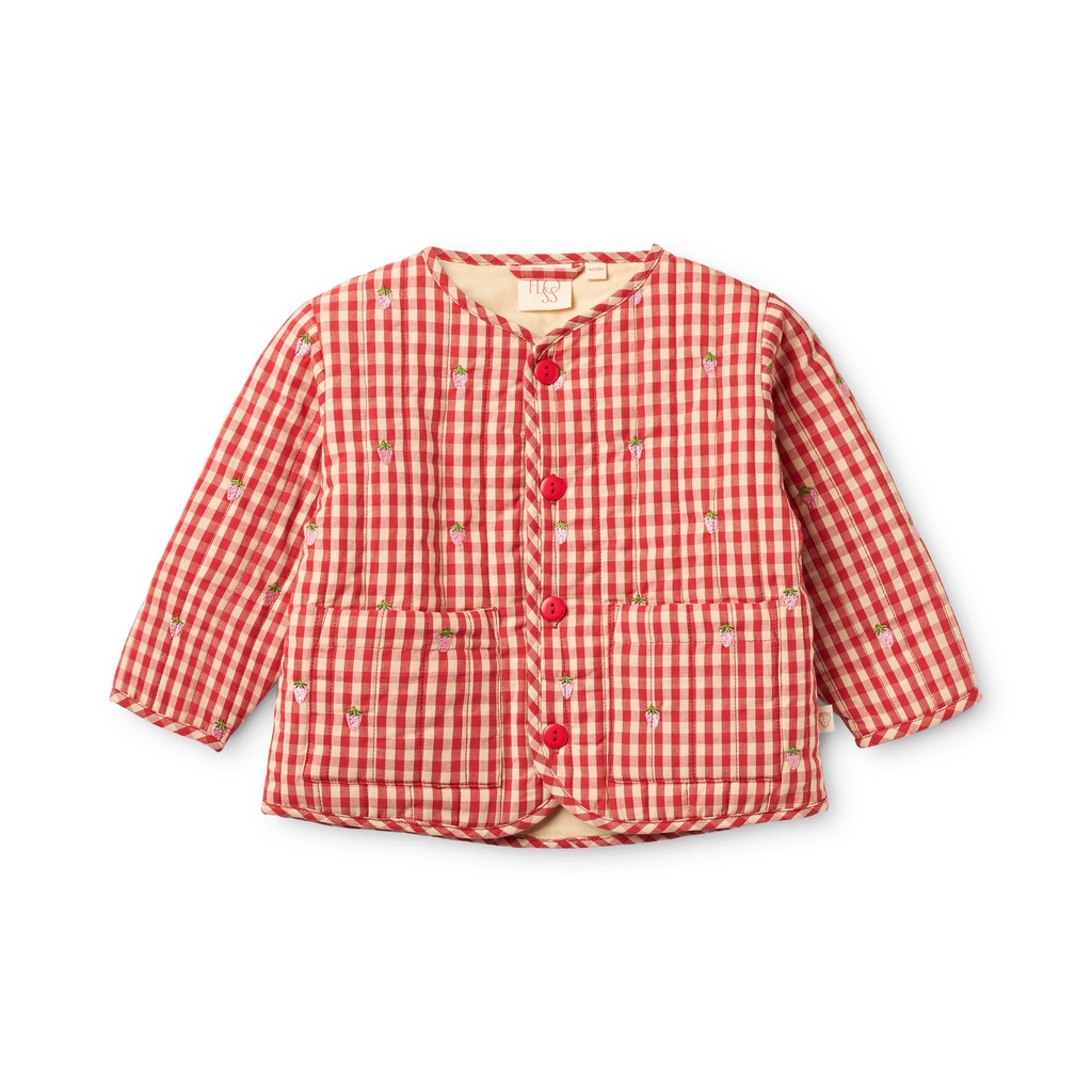 Flöss - Molly pineberry jacket - Red-pink berry gingham (2 jaar)