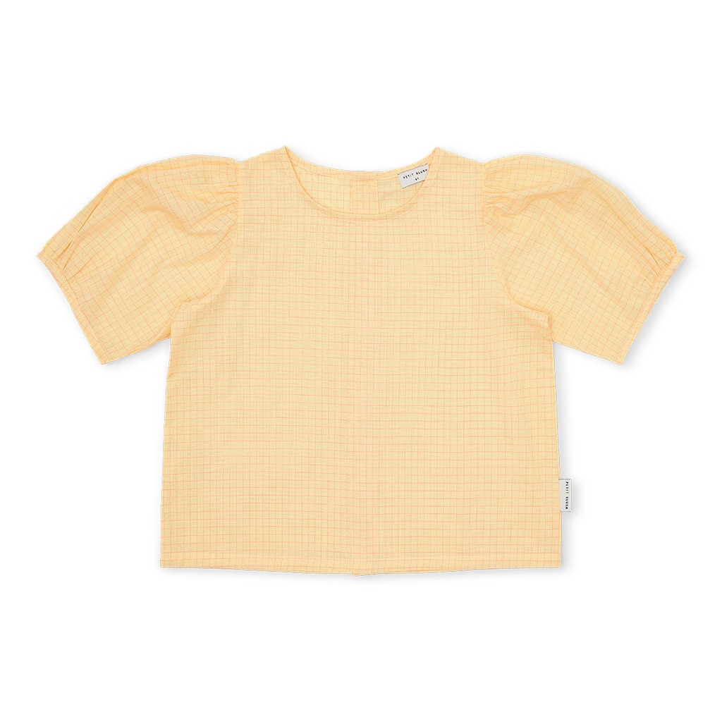 Petit Blush - Puff sleeve blouse - Check butter yellow (2 jaar)