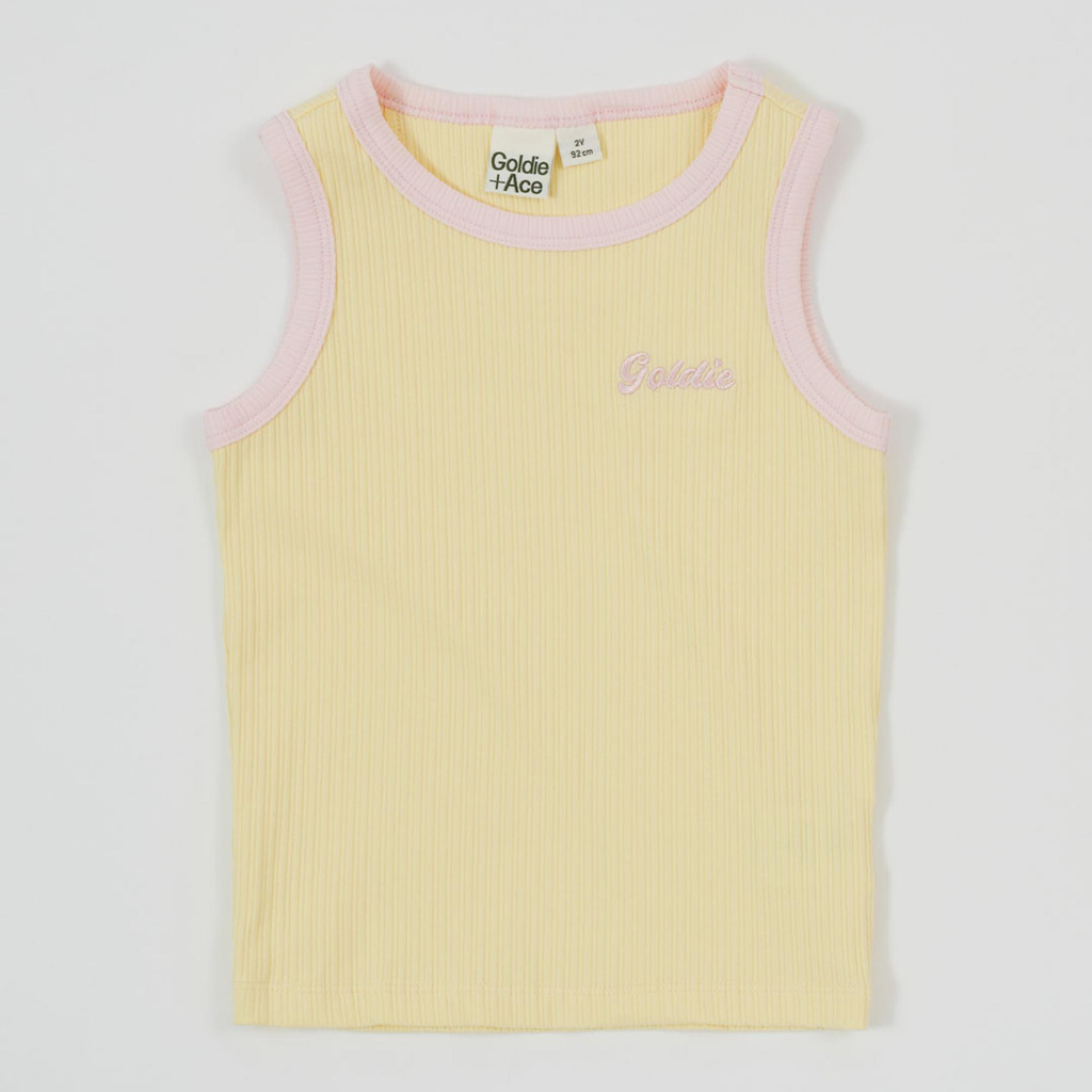 Goldie and Ace - Embroidered colour pop rib singlet (3 jaar)