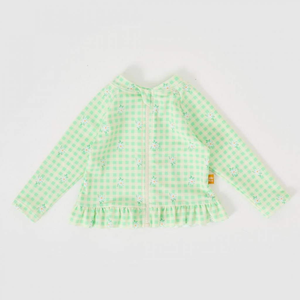 Goldie and Ace - Gingham daisy zip up swim vest
