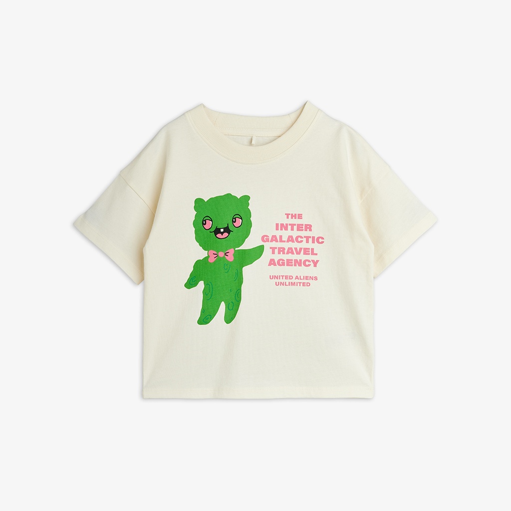 Mini Rodini - Alien travel T-shirt - Off-white (3 jaar)