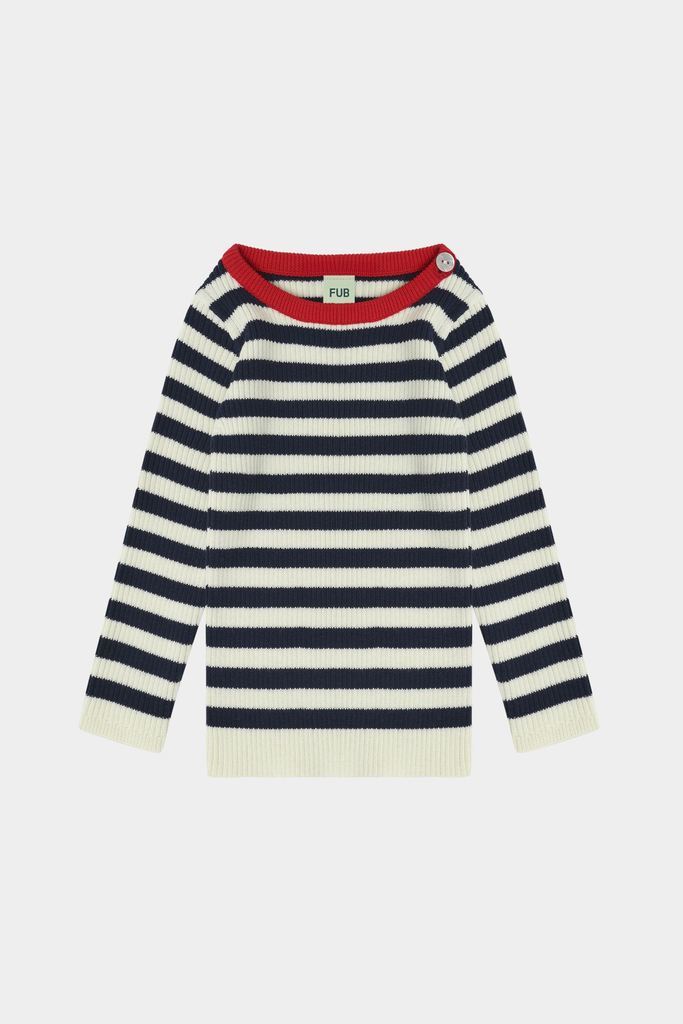 FUB - Baby rib blouse (ecru/dark navy)