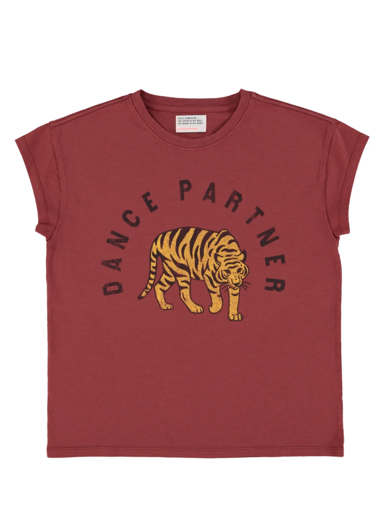 Sisters Department - Short sleeve t-shirt - Bordeaux w/ leopard print (S - 36)