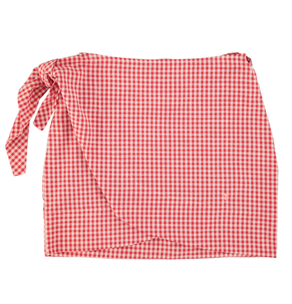Sisters Department - Short wrap skirt (Red checkered)
