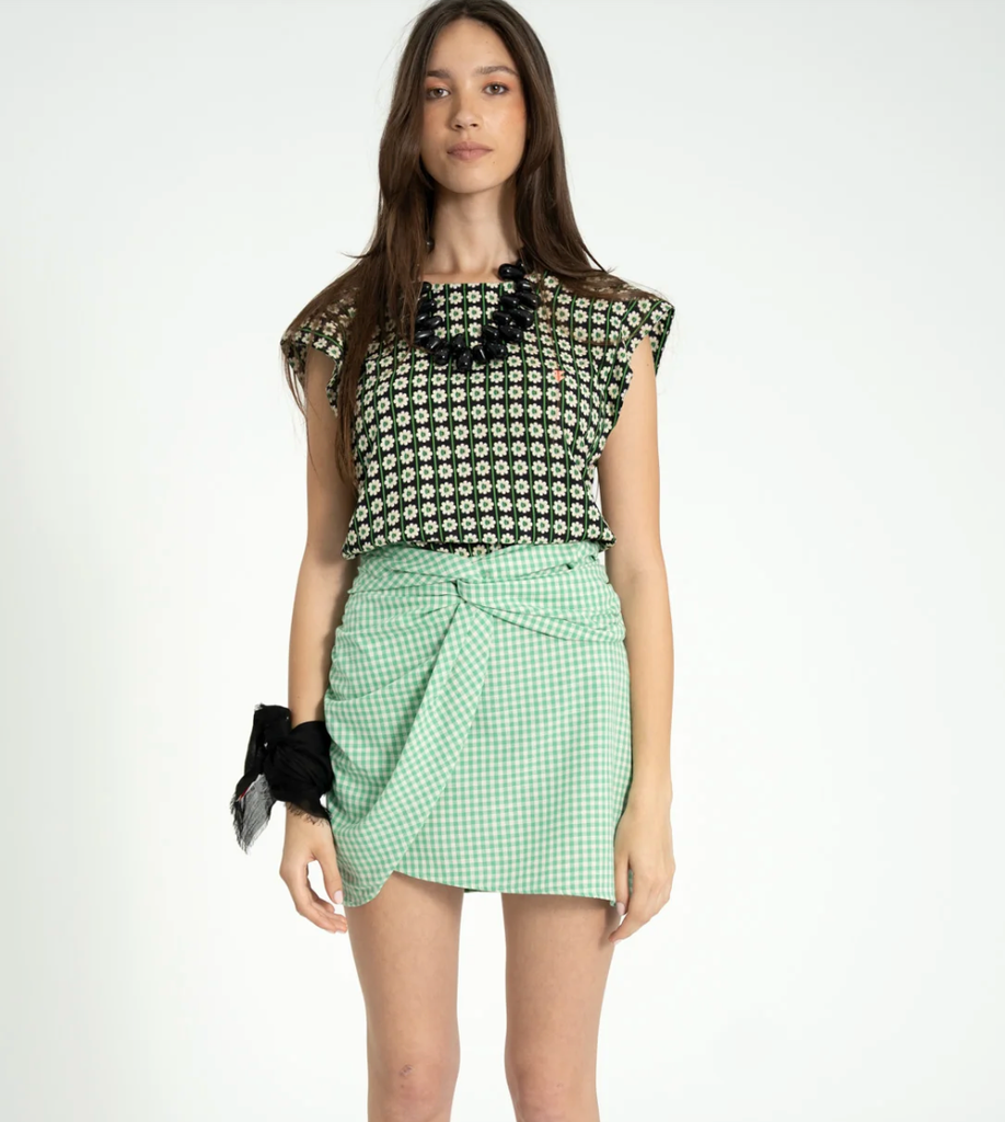 Sisters Department - Sleeveless blouse (Black w/ ecru flowers) (S - 36)