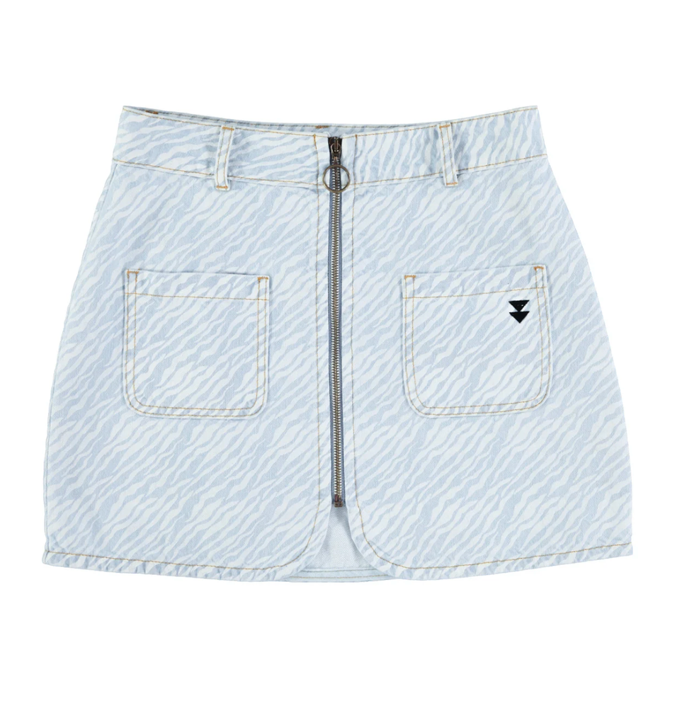 Sisters Department - Short skirt - Light blue denim w/ zebra print