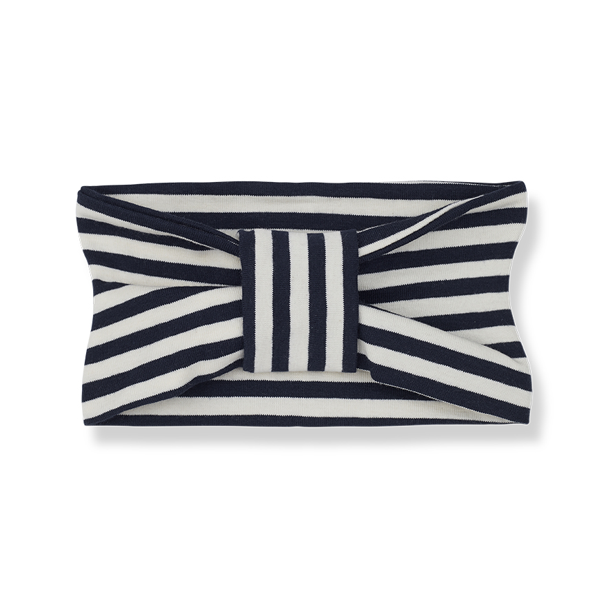 1+ In the family - Ruth newborn bandeau - Blue / Notte striped jersey