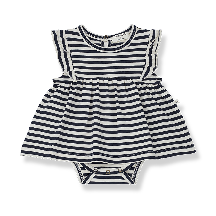 1+ In the family - Georgia sleeveless dress - Blue / Notte striped jersey