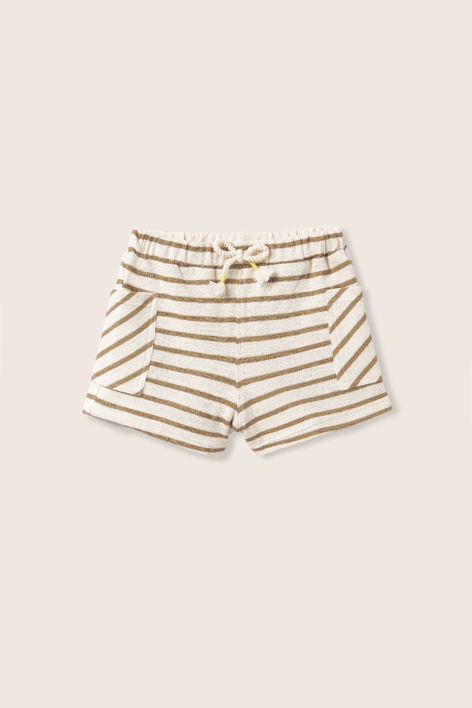 Cozmo - double-faced striped cotton baby shorts - sand