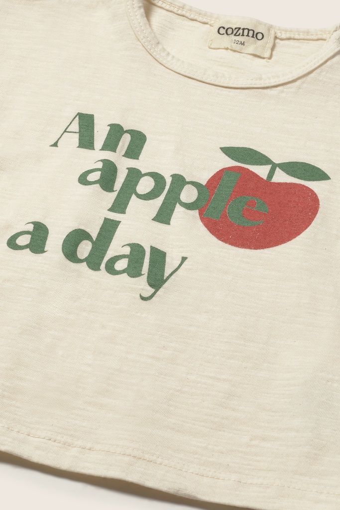 Cozmo - soft slub cotton print baby T-shirt apple - ivory (3 maand)