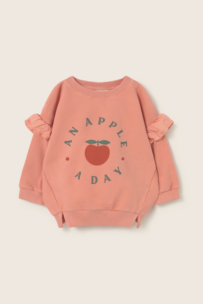 Cozmo - soft fleece print ruffle baby sweatshirt - rose