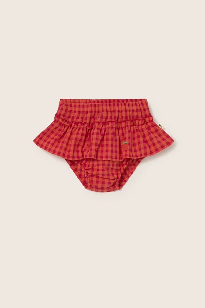 Cozmo - gingham cotton baby bloomers - tomato (12 maand)