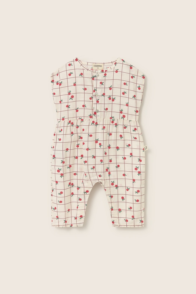 Cozmo - slub fruit poplin baby jumpsuit - ivory (3 maand)