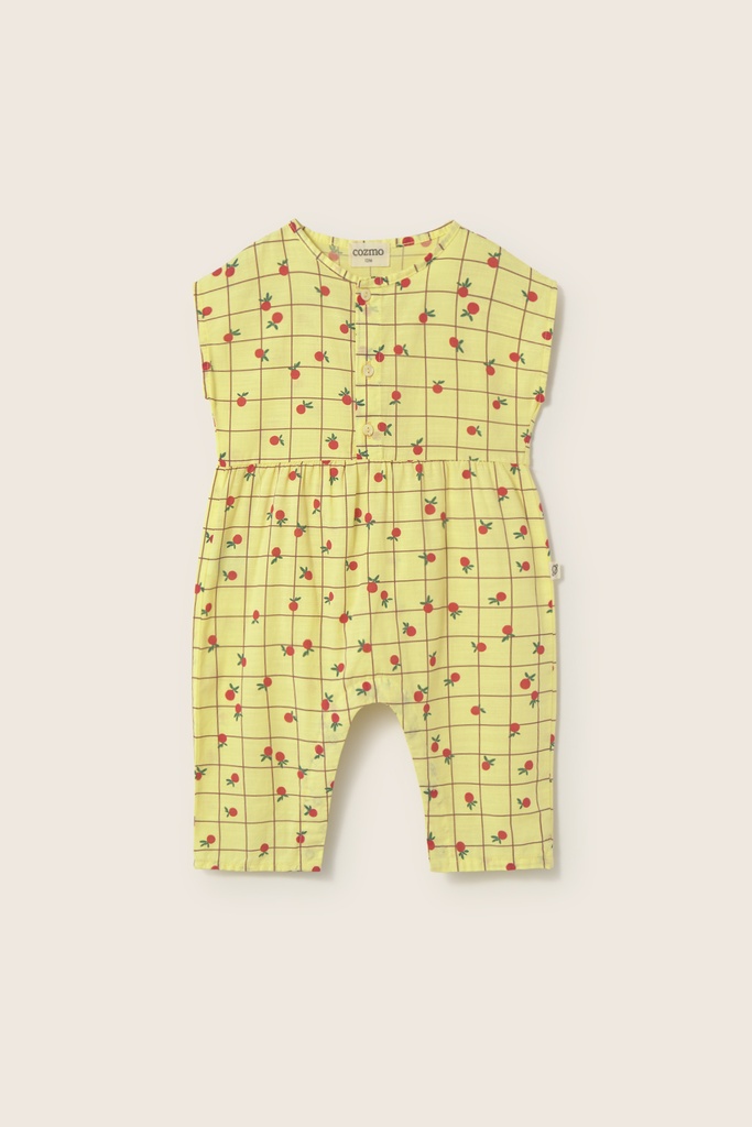 Cozmo - slub fruit poplin baby jumpsuit - yellow (3 maand)