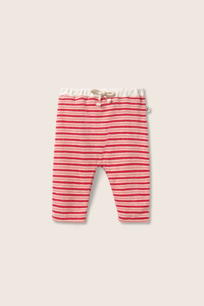 Cozmo - striped terry cloth baby pants - pink tomato