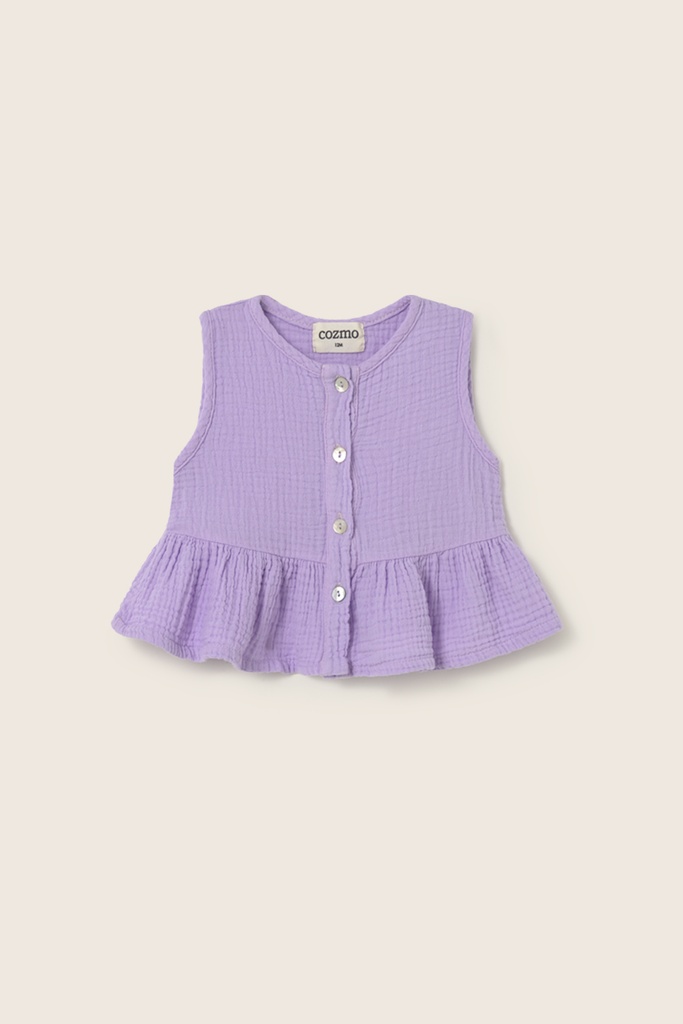 Cozmo - soft gauze cotton baby top - lavender (3 maand)