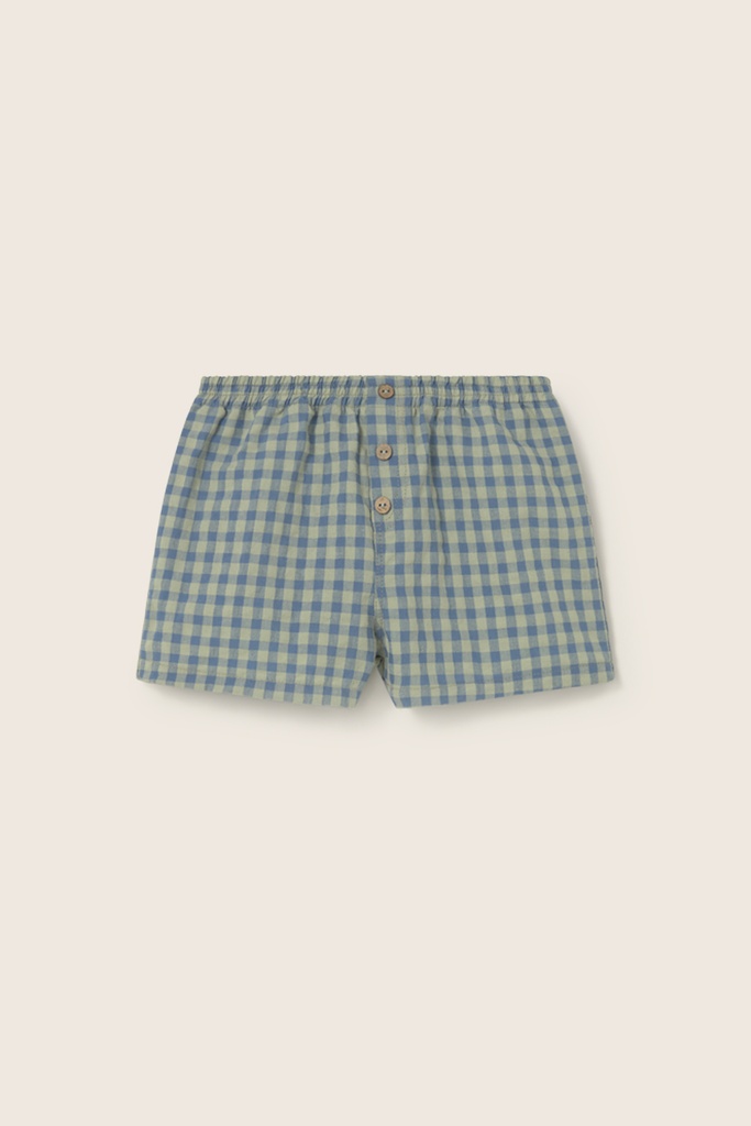 Cozmo - gingham cotton baby shorts - blue (3 maand)