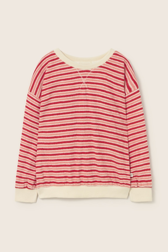 Cozmo - striped terry cloth sweatshirt - pink tomato (2 jaar)