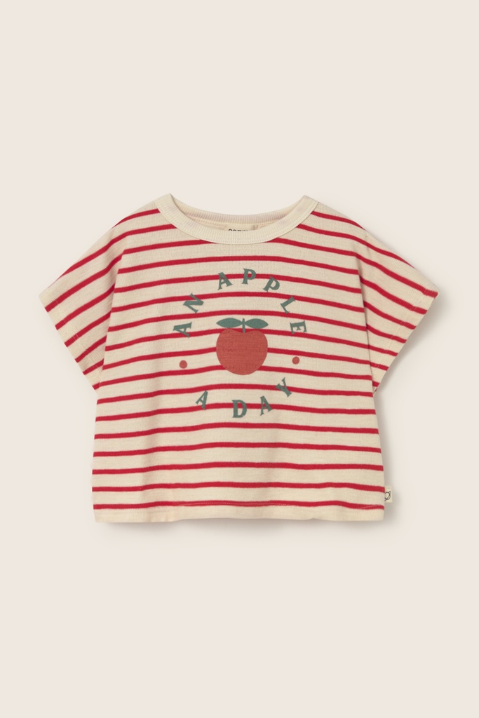 Cozmo - double-faced striped cotton print T-shirt - tomato