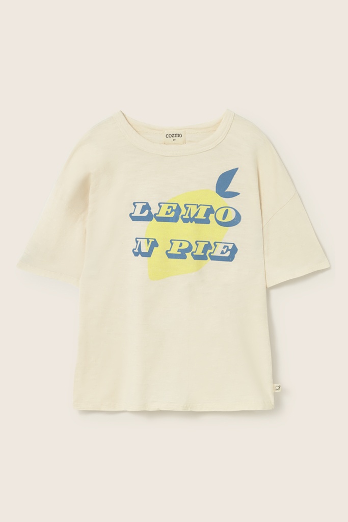Cozmo - soft slub cotton print T-shirt lemon pie - ivory