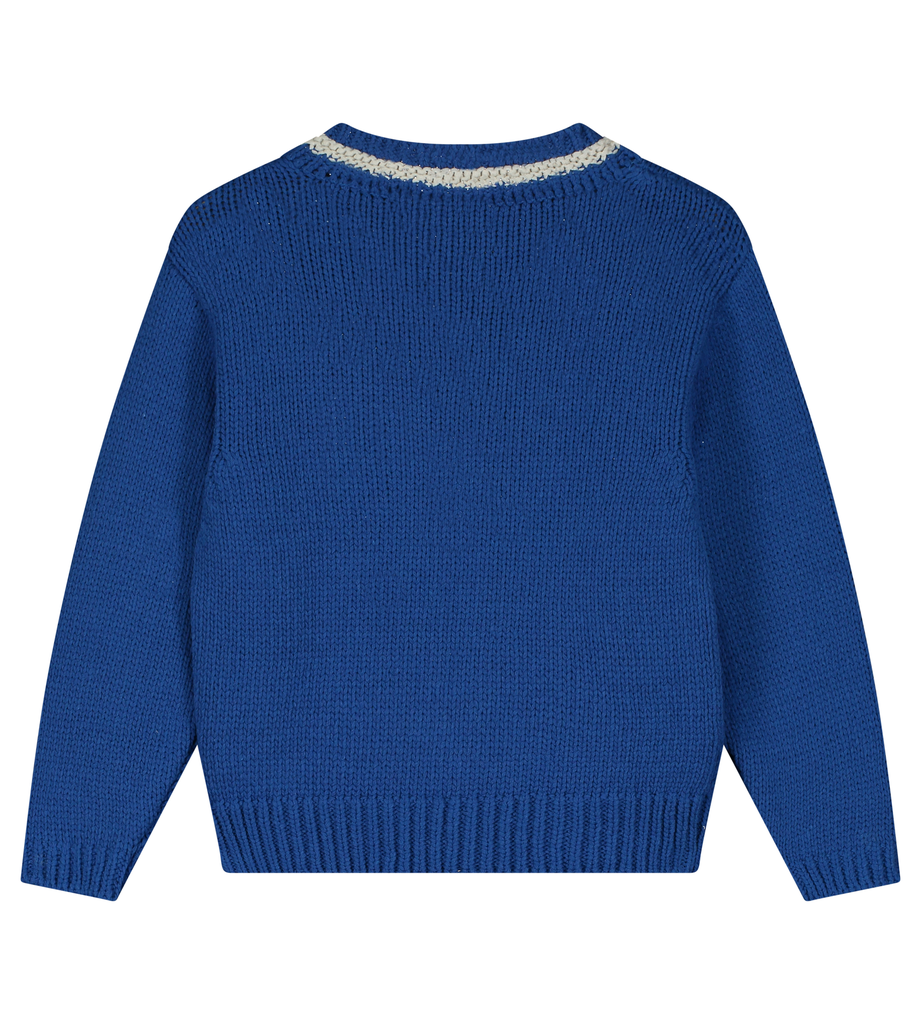 Tangerine - Chunky neck knitted jumper - Lapis blue (8 jaar)