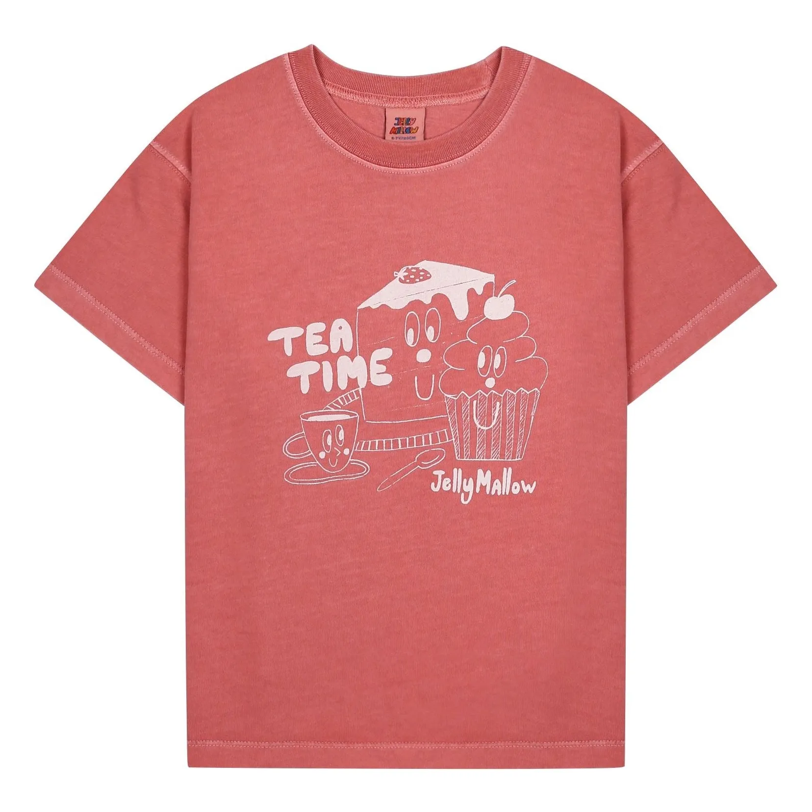 Jelly Mallow - Tea time pigment t-shirt - Indi coral (24 maand)