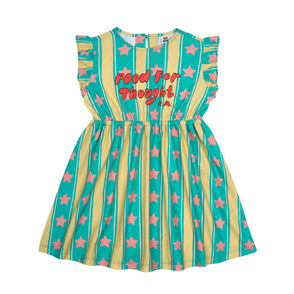 Jelly Mallow - Star stripe ruffle dress - Mint (24 maand)