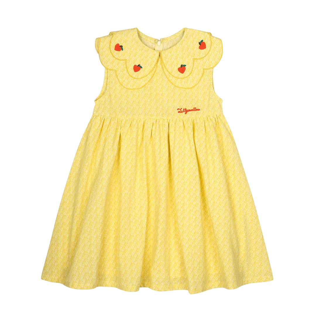 Jelly Mallow - Heart cherry scallap dress - Yellow (24 maand)