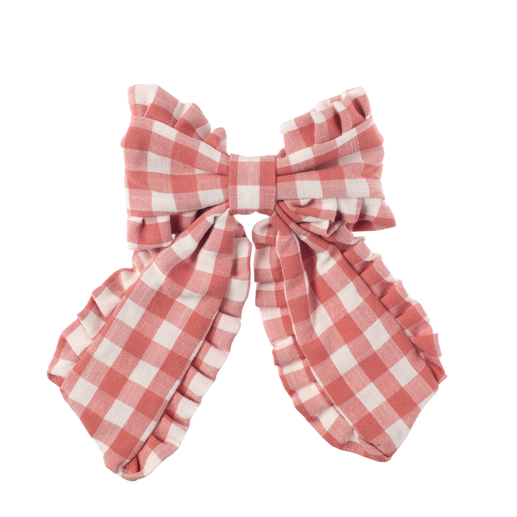 Rockahula - 🎀 Gingham Ruffle long bow haarclip