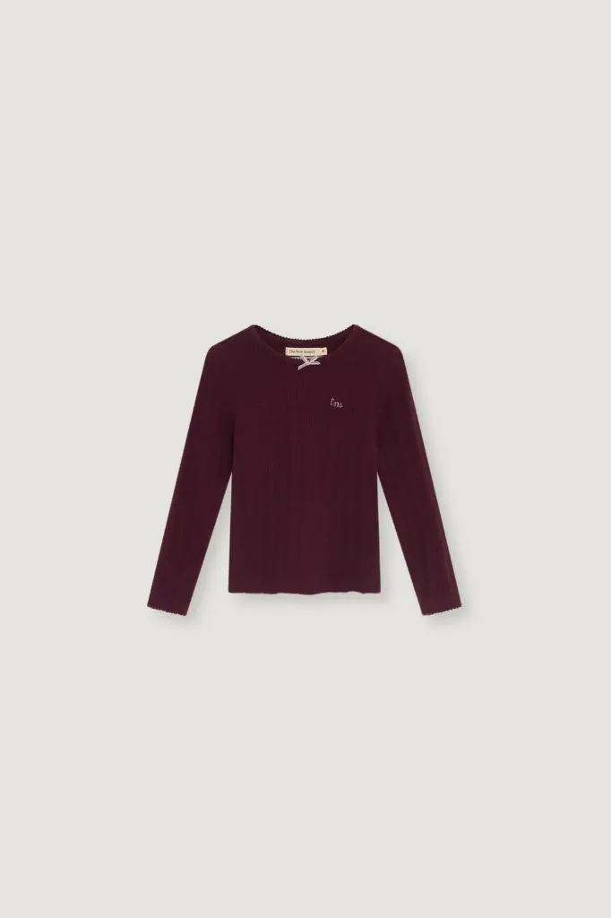 The New Society – Pointelle T-shirt met Fluwelen Strik