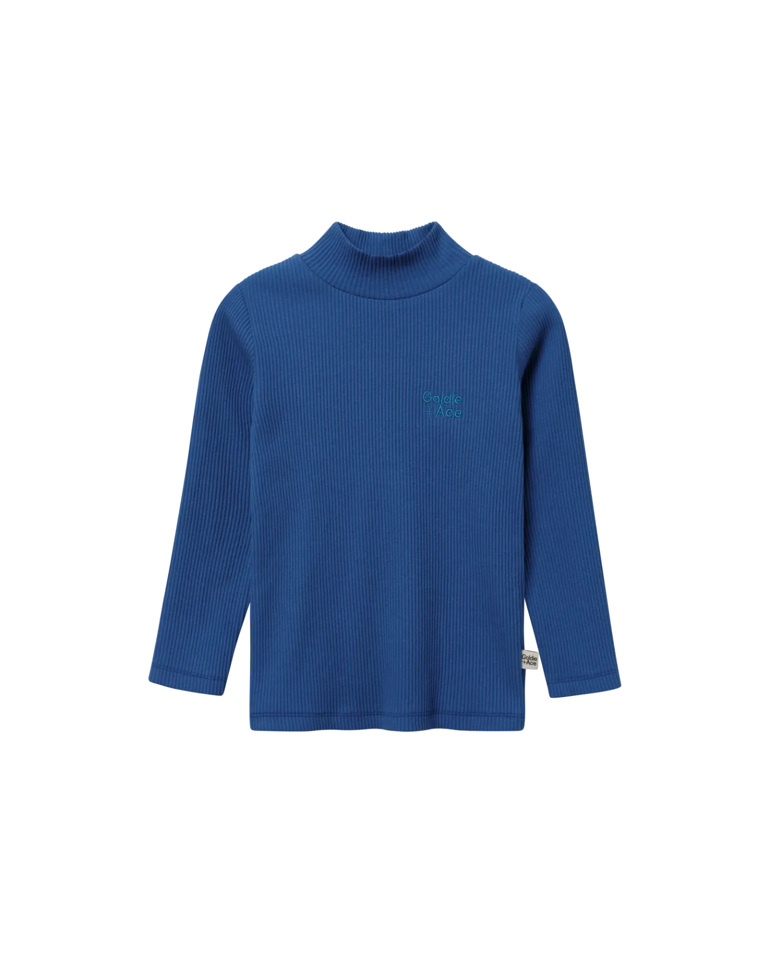 Goldie + Ace – High Neck Blue Rib Skivvy
