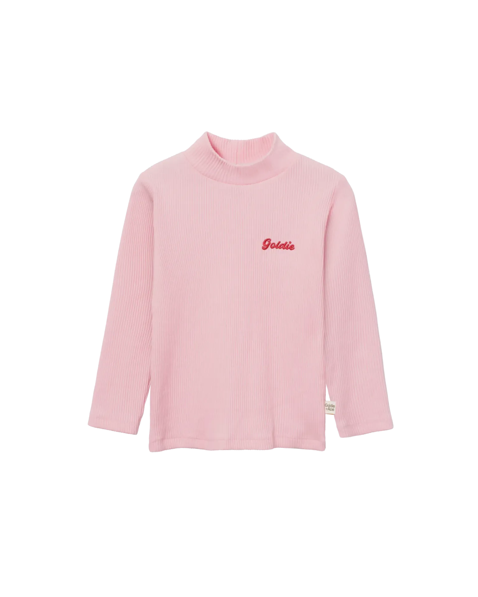 Goldie + Ace – High Neck Light Pink Rib Skivvy