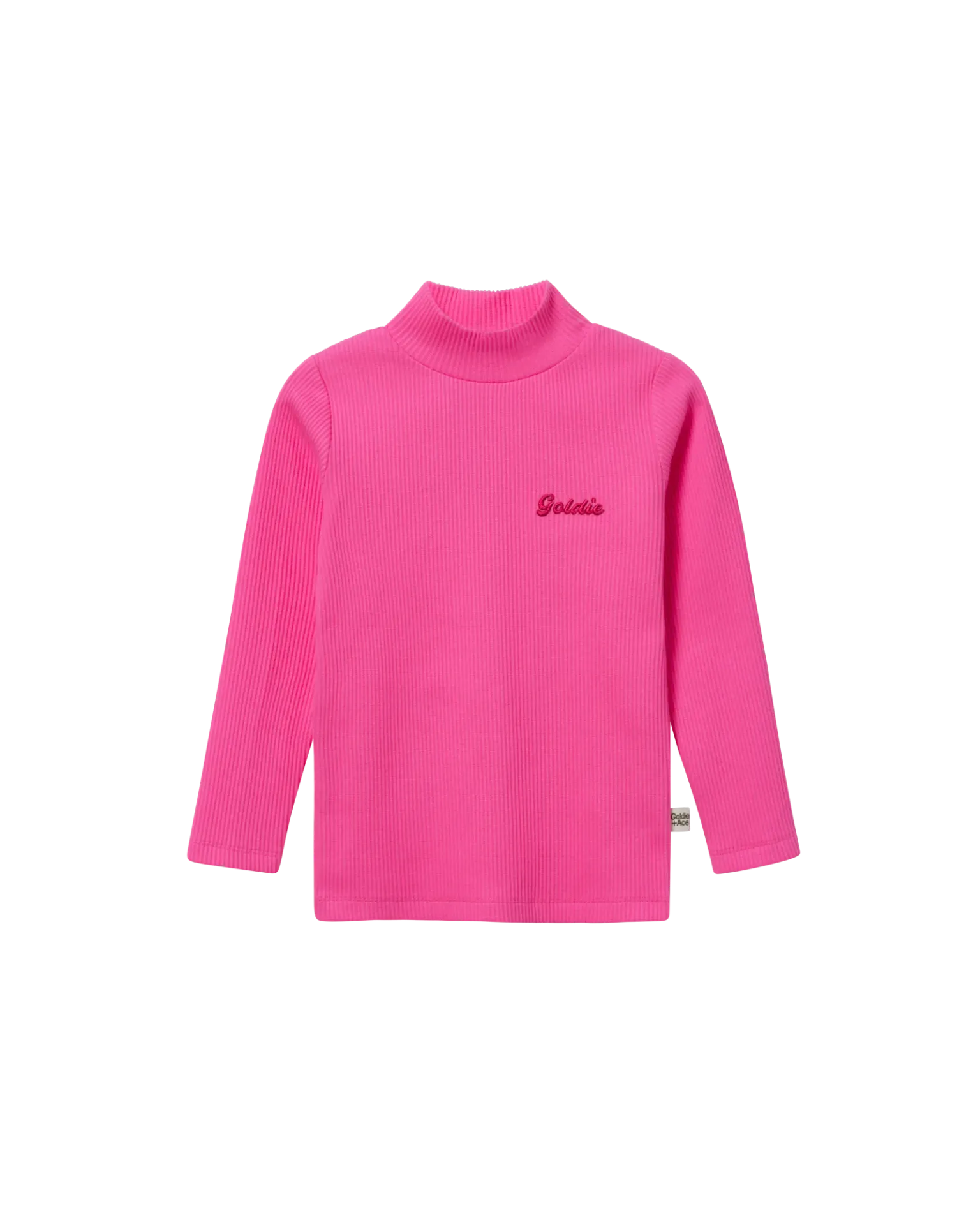Goldie + Ace – High Neck Pink Rib Skivvy