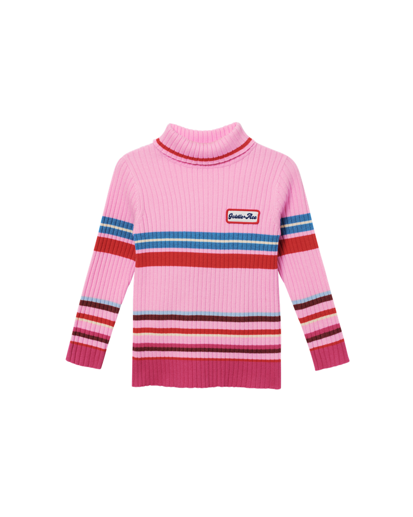 Goldie + Ace – Retro Stripe Roll Neck Knit