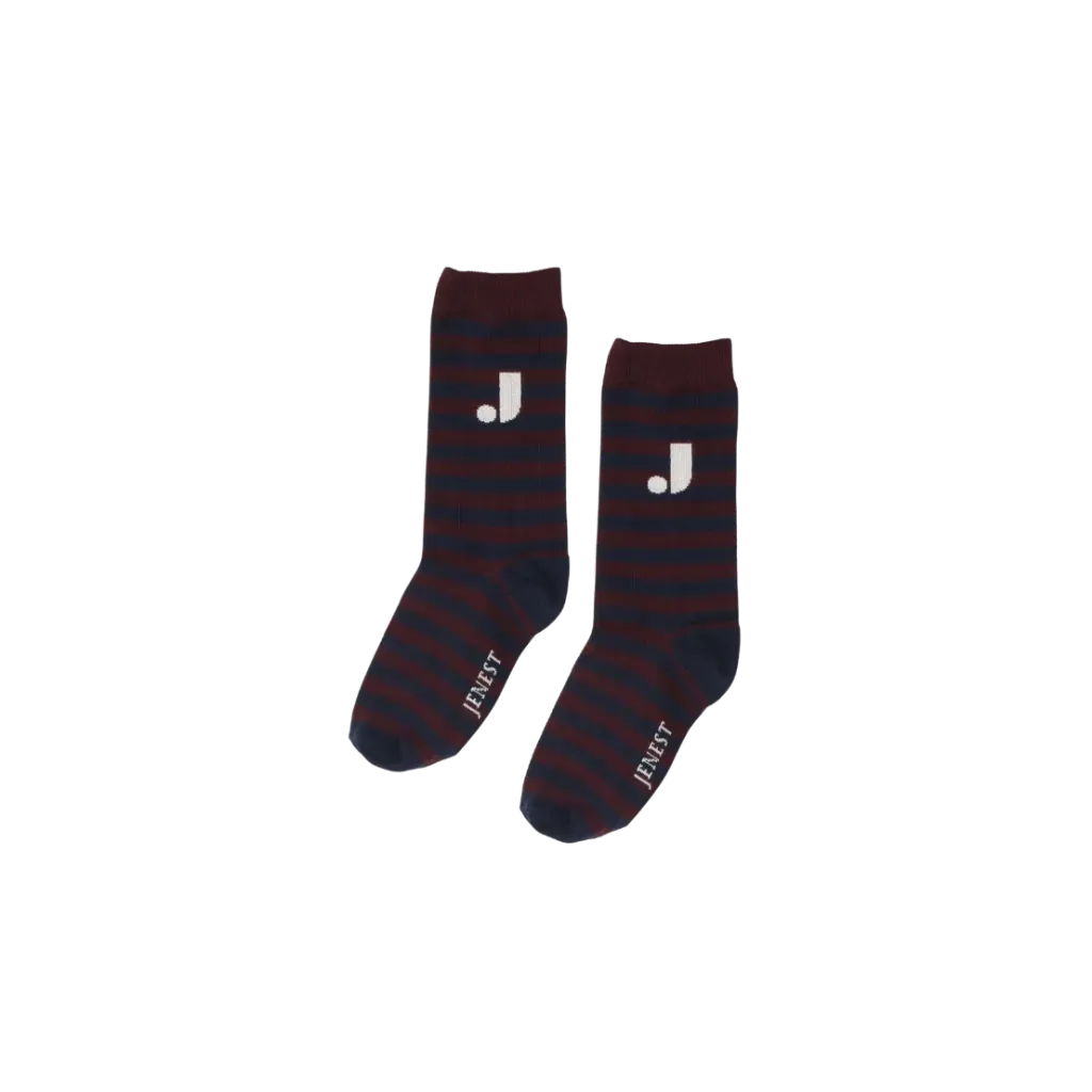 Jenest – J Stripe Socks Navy Blue Cherry Bordeaux