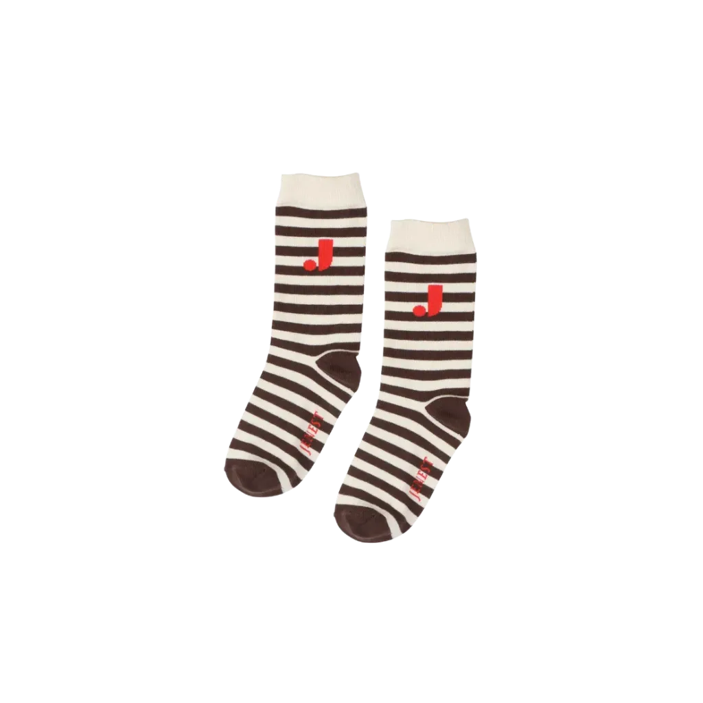 Jenest – J Stripe Socks Off White Brown