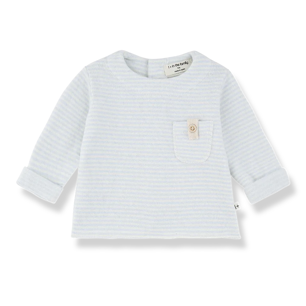 1+ in the family - Belfort Longsleeve met Borstzakje (Ciel)