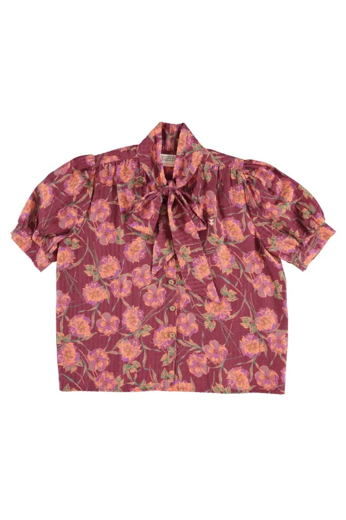 Sisters Department - Blouse met Strik (Bordeaux Multicolor Flowers)