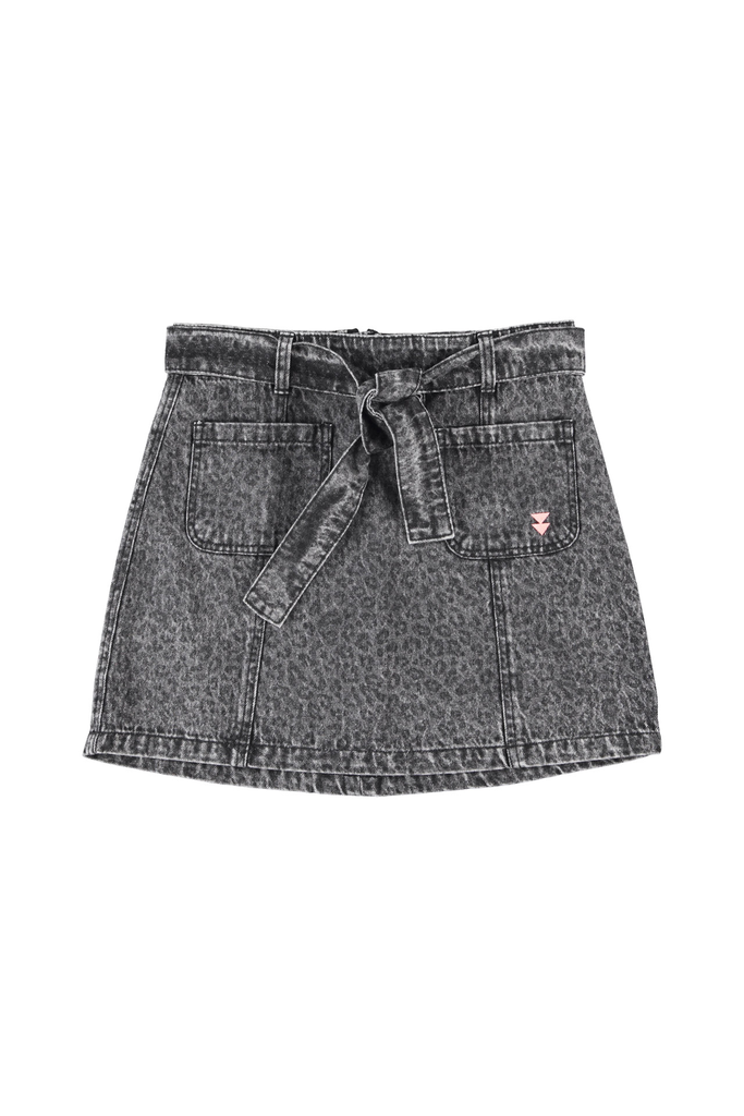 Sisters Department - Korte Denimrok met Dierenprint (Washed Black)