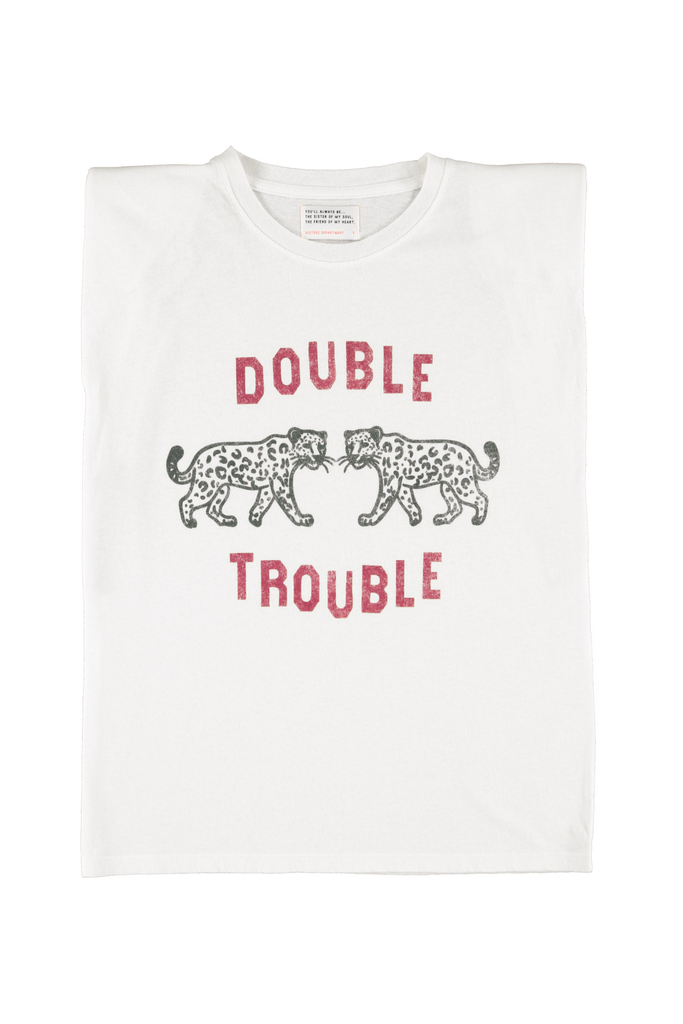 Sisters Department - Double Trouble T-shirt met schoudervulling (Ecru)
