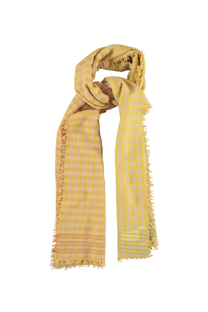 Sisters Department - Geruite Sjaal met Contrasterende Draden (Yellow)