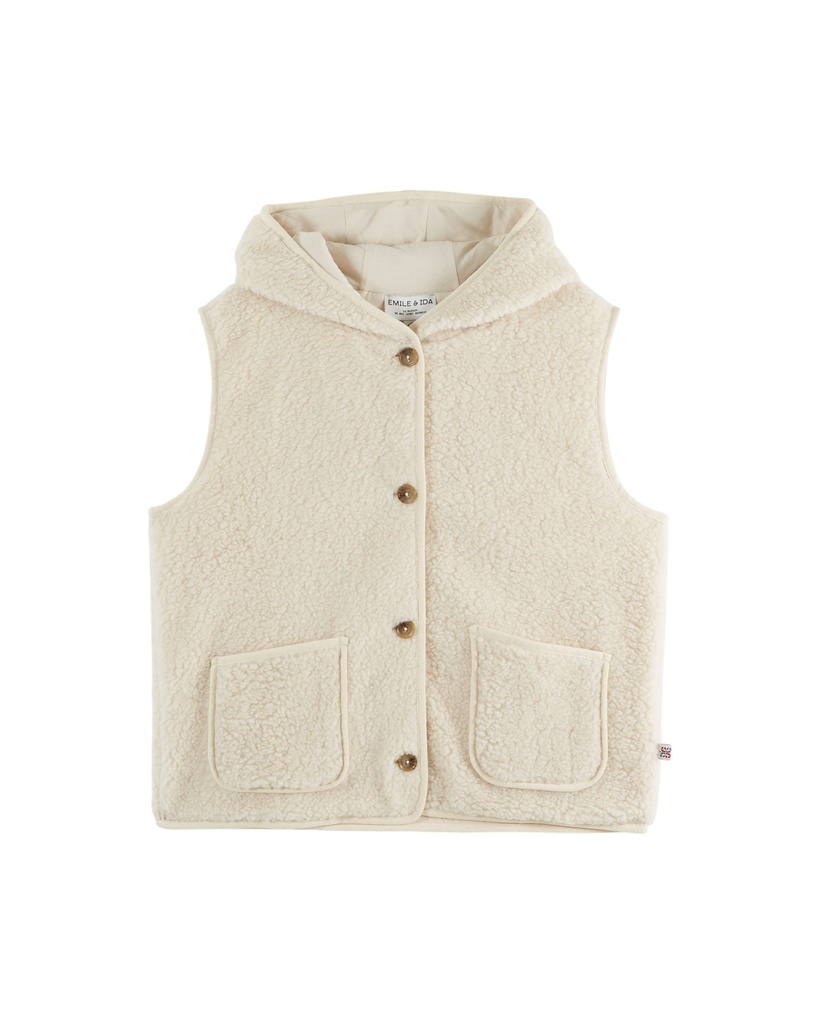 Emile & Ida - Veste ss manche moumoute (Ecru)