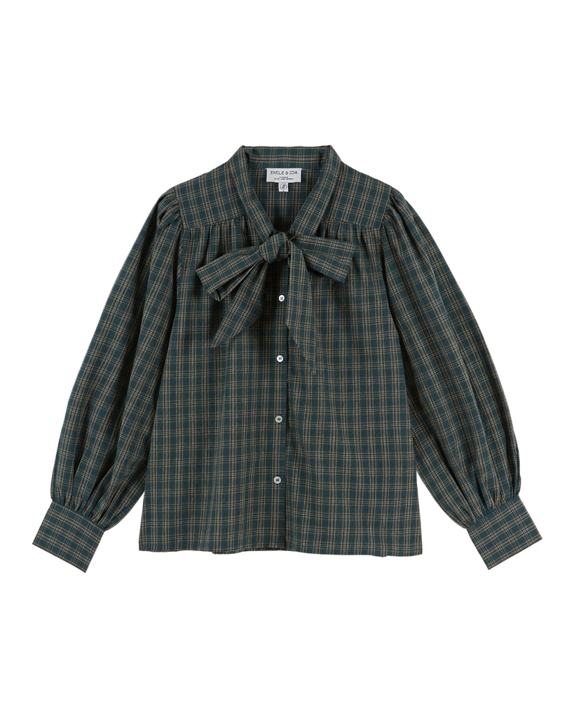 Emile & Ida - Blouse lavalliere (Carreau foret)